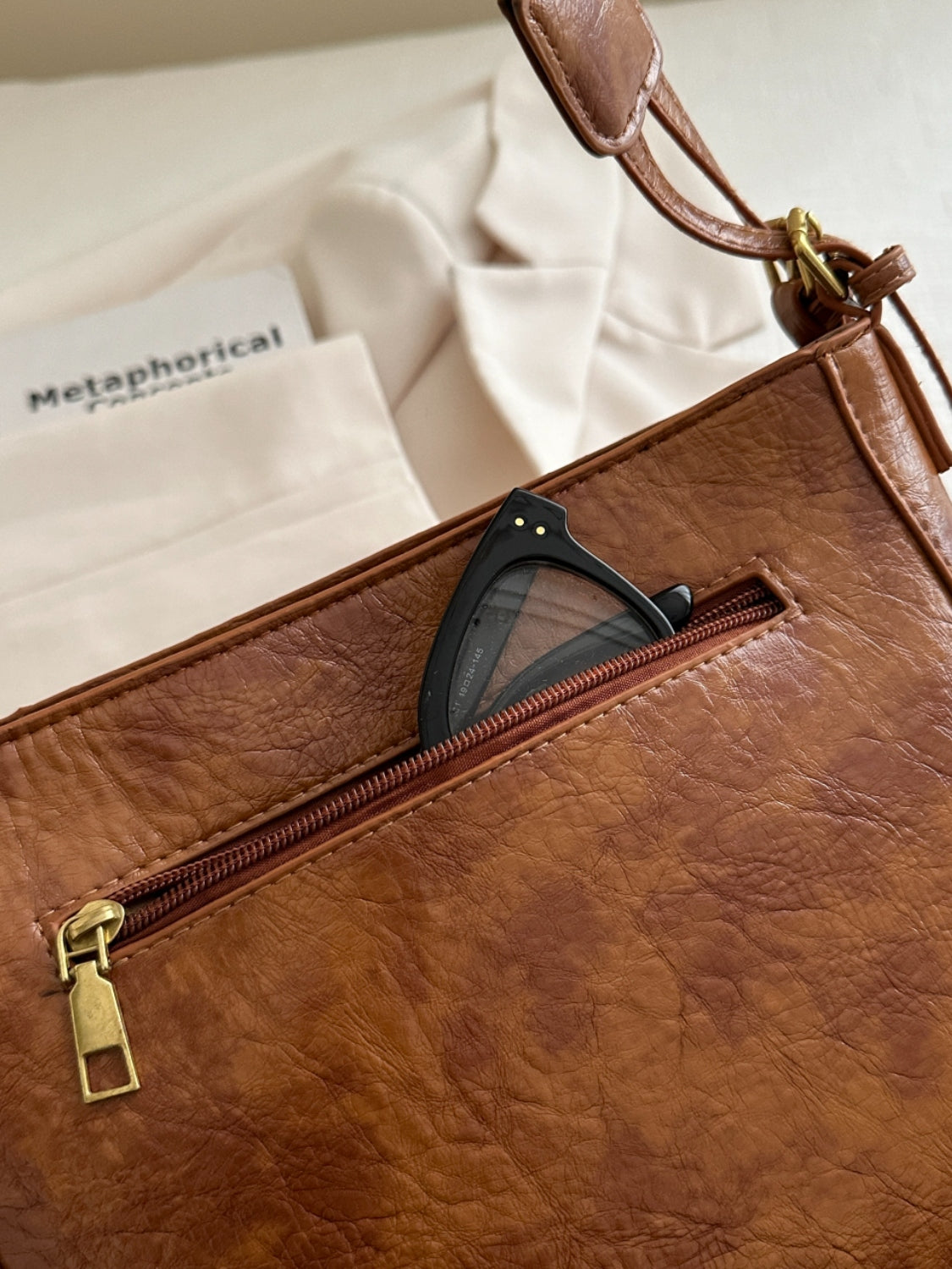 PU Leather Bag - Adjustable Strap Crossbody Bag with Pouch