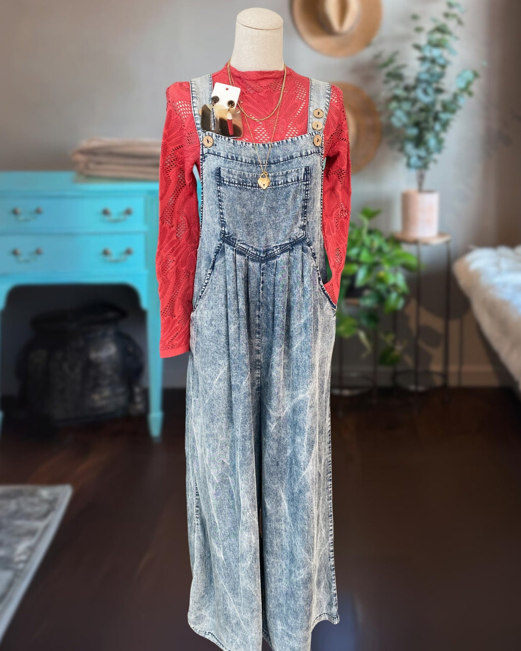 Fade Denim Overalls