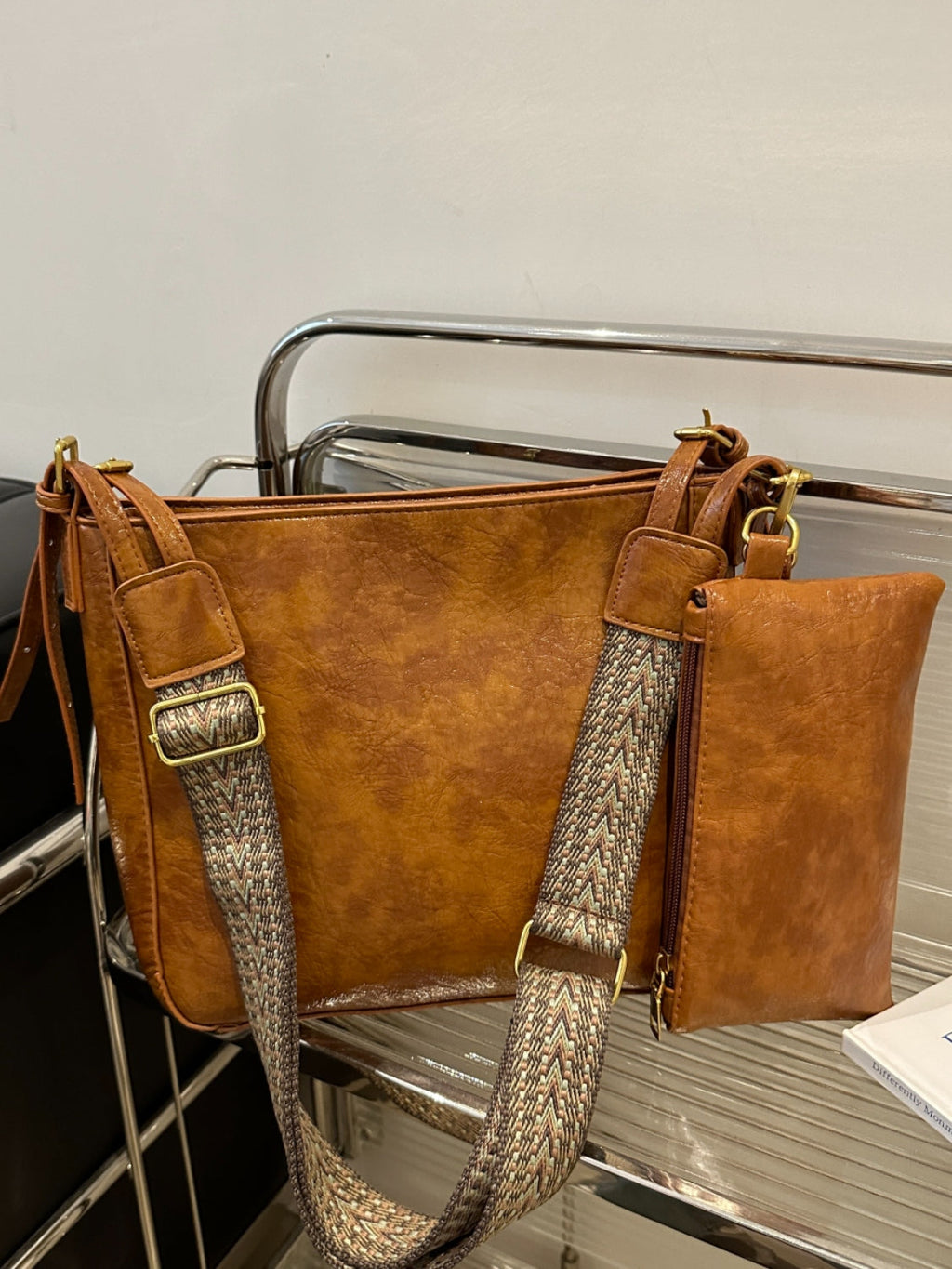 PU Leather Bag - Adjustable Strap Crossbody Bag with Pouch