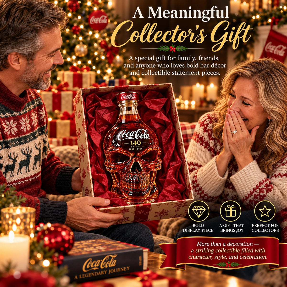 Cola 140th Anniversary Commemorative Skull-Shaped Whiskey Bottle