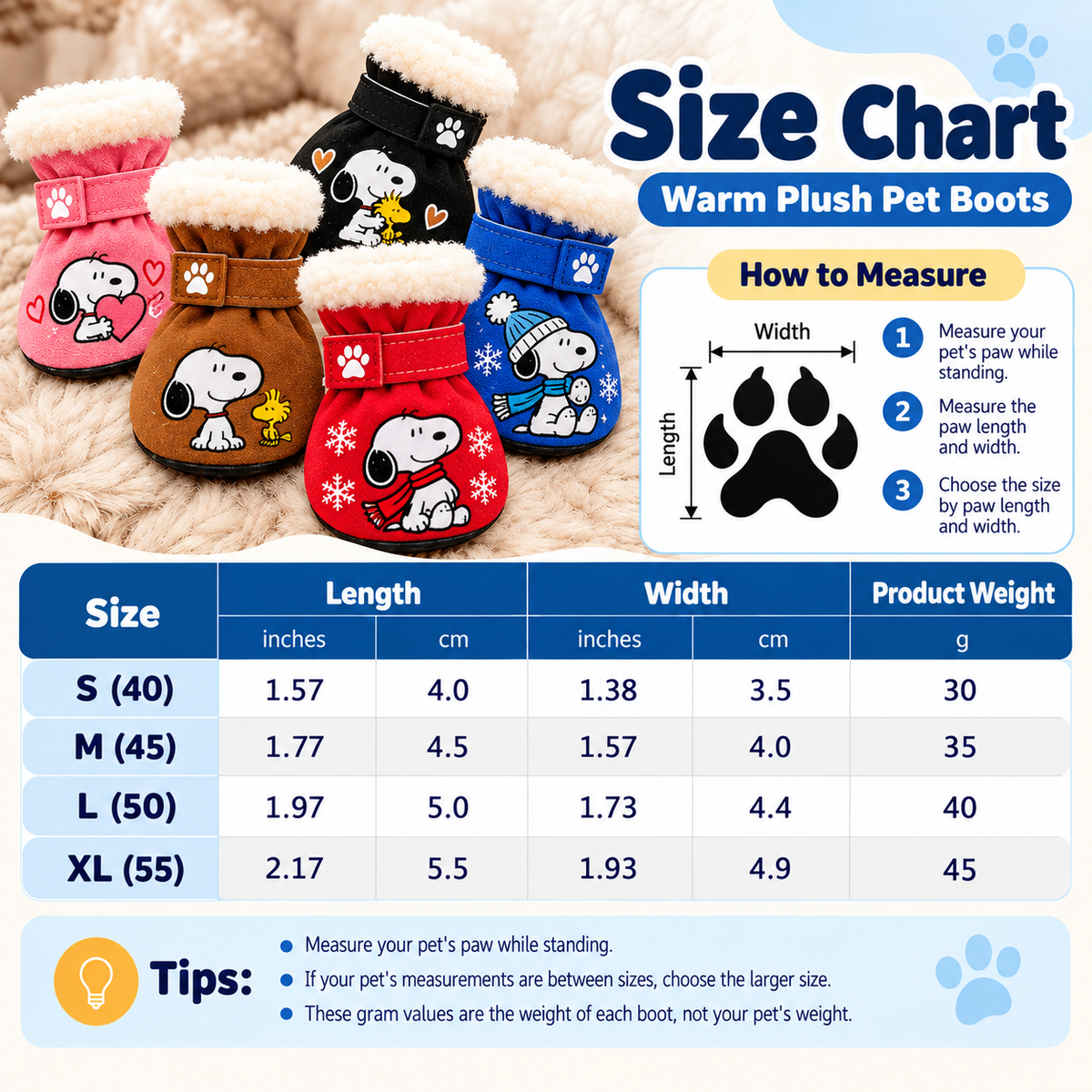SNPY & Soft Velvet Dog Booties – Warm, Non-Slip Paw Covers for Small Dogs