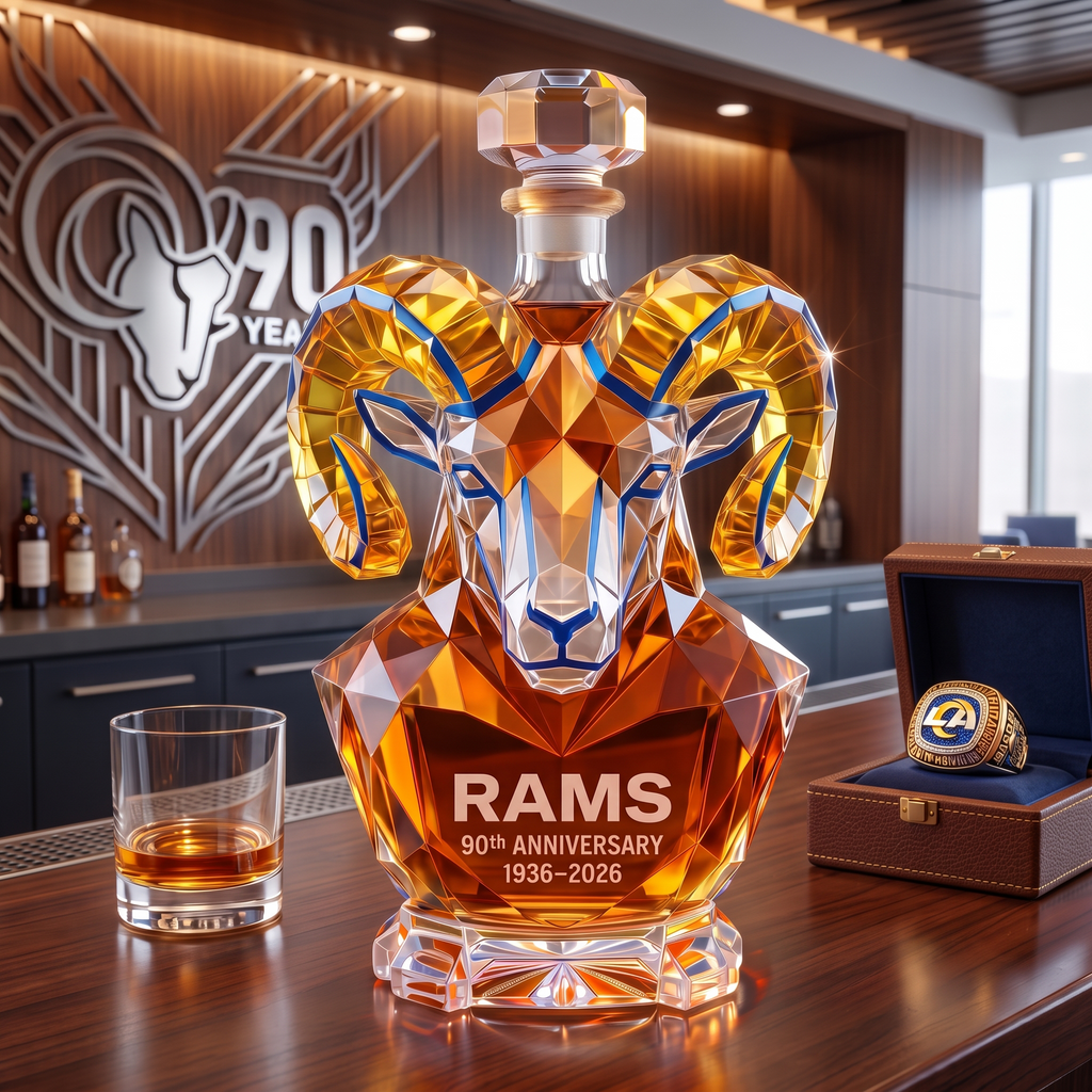 Los Angeles Rams 90th Anniversary Sculpted Collector's Decanter