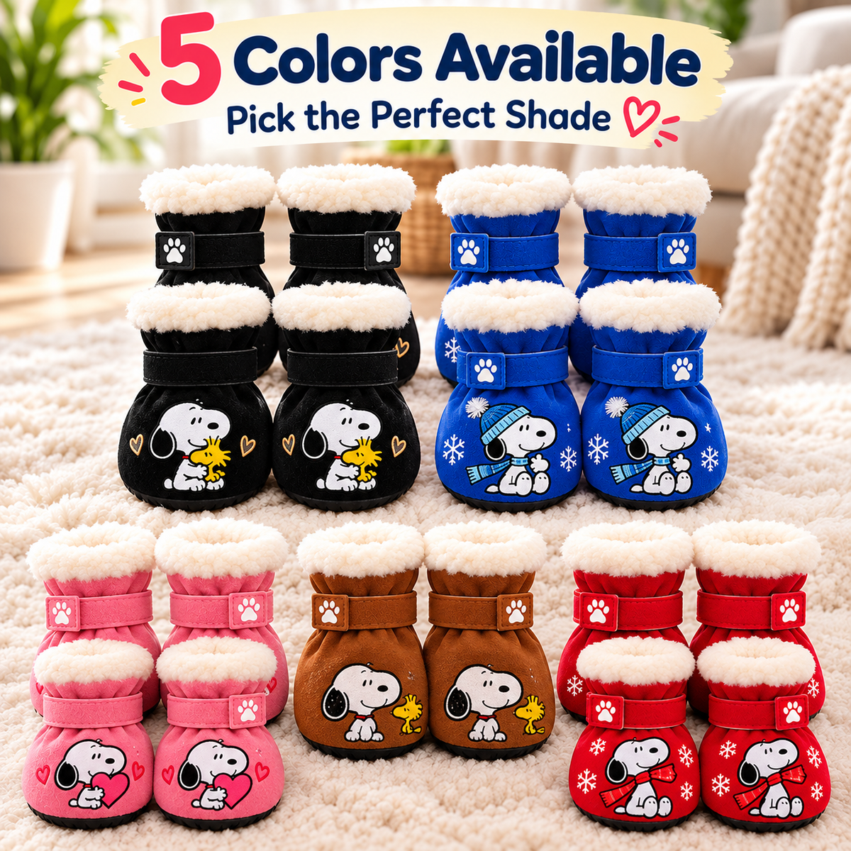 SNPY & Soft Velvet Dog Booties – Warm, Non-Slip Paw Covers for Small Dogs