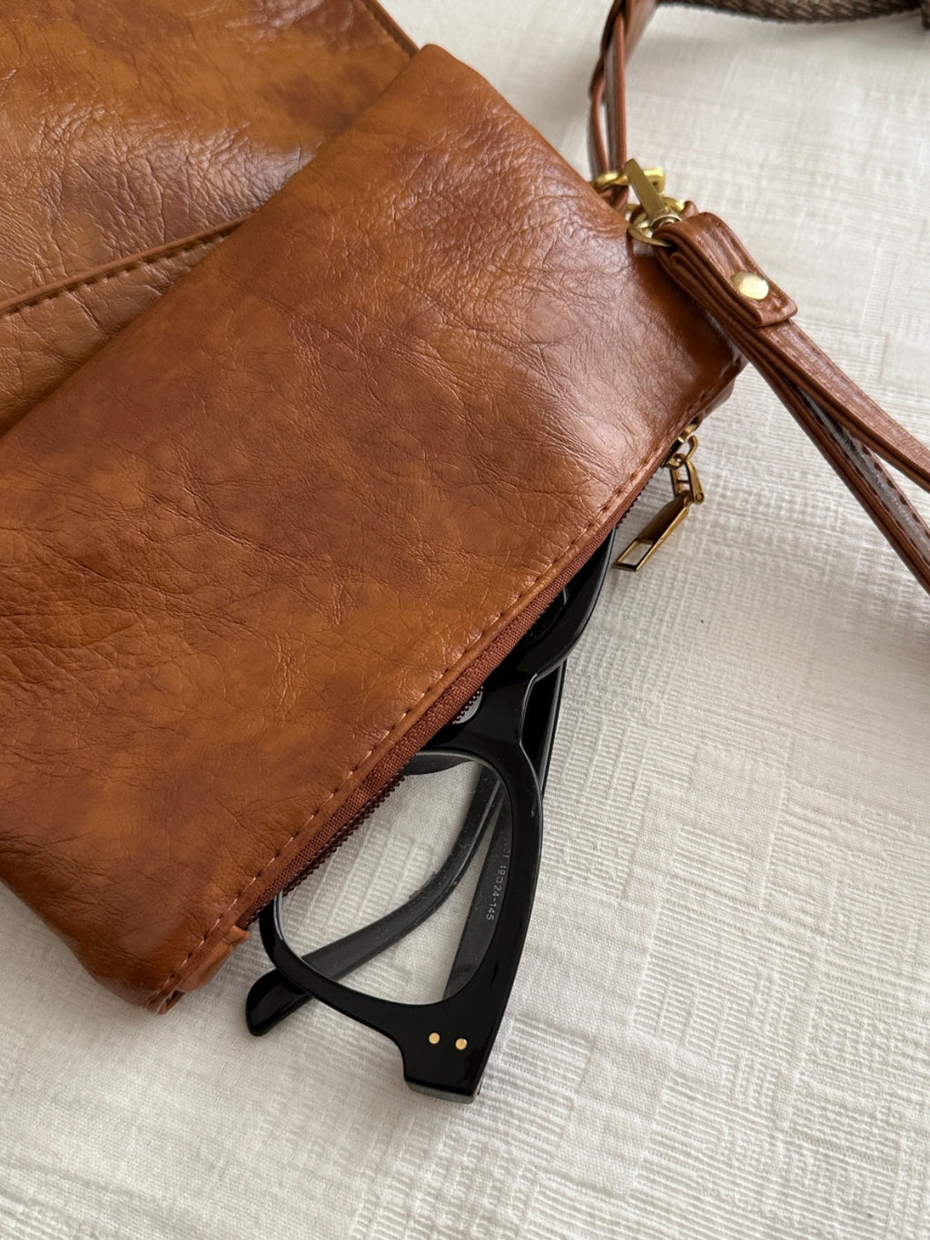 PU Leather Bag - Adjustable Strap Crossbody Bag with Pouch